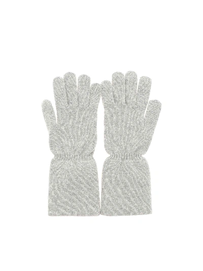 Shop Kangra Cashmere Melange Grey Gloves Featuring Lamé Detail