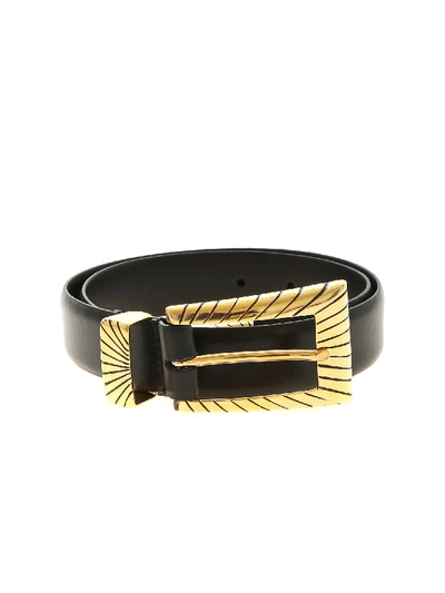 Shop Alberta Ferretti Golden Details Belt In Black