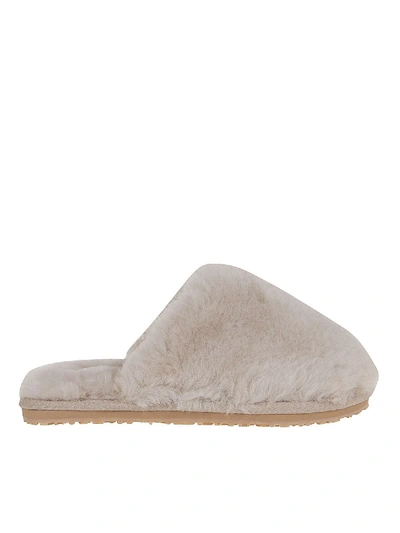 Shop Mou Sheepskin Mules In Beige