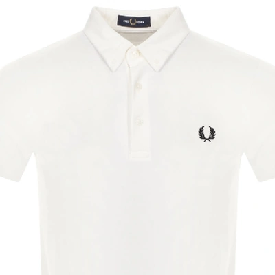 Shop Fred Perry Button Down Polo T Shirt White