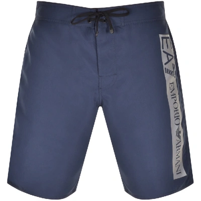 Shop Ea7 Emporio Armani Logo Swim Shorts Navy