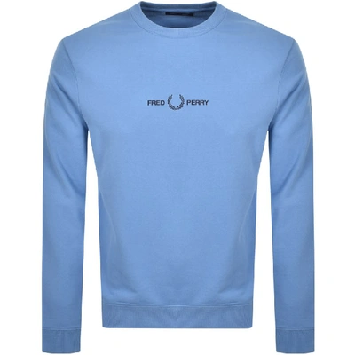 Fred Perry Embroidered Logo Crew Neck Sweatshirt In Blue-blues | ModeSens