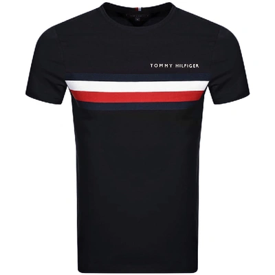 Shop Tommy Hilfiger Global Stripe T Shirt Navy