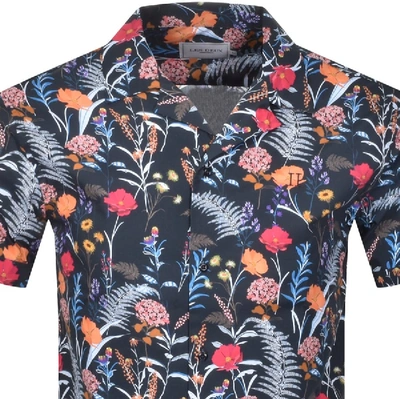 Shop Les Deux Floral Dete Short Sleeved Shirt Navy