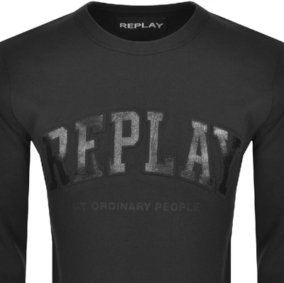 Shop Replay Crew Neck Logo Sweatshirt Black