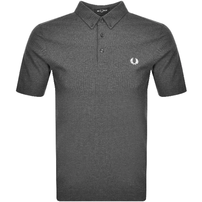 Shop Fred Perry Button Down Polo T Shirt Grey
