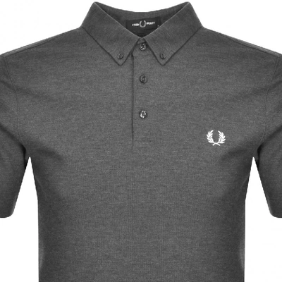 Shop Fred Perry Button Down Polo T Shirt Grey