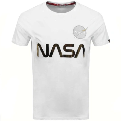 Shop Alpha Industries Nasa Reflective T Shirt White