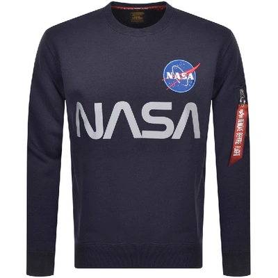 Alpha Industries Mens Rep Blue Nasa Reflective Brand-print Cotton-blend  Sweatshirt Xxl | ModeSens