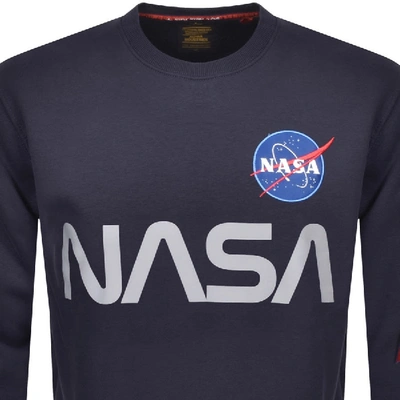 Sweatshirt Cotton-blend | ModeSens Mens Nasa Brand-print Alpha Rep Xxl Industries Reflective Blue
