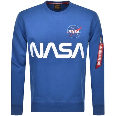 Shop Alpha Industries Nasa Reflective Sweatshirt Blue
