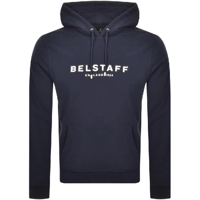 Shop Belstaff Logo Pullover Hoodie Navy