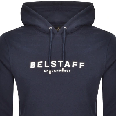 Shop Belstaff Logo Pullover Hoodie Navy