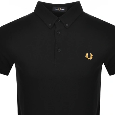 Shop Fred Perry Button Down Polo T Shirt Black