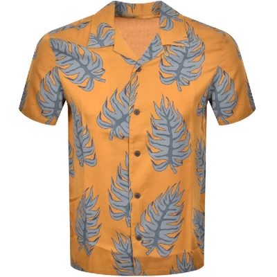 Shop Nudie Jeans Short Sleeved Arvid Leaf Shirt Yellow