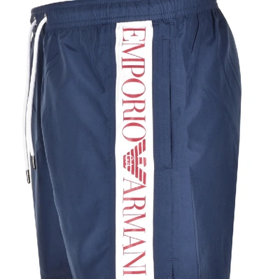 Shop Armani Collezioni Emporio Armani Logo Swim Shorts Navy