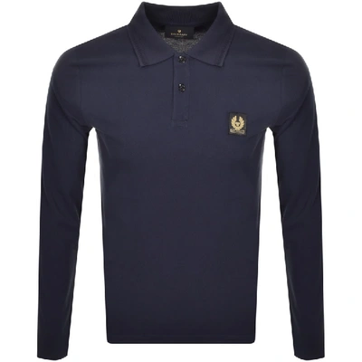 Shop Belstaff Long Sleeved Polo T Shirt Navy