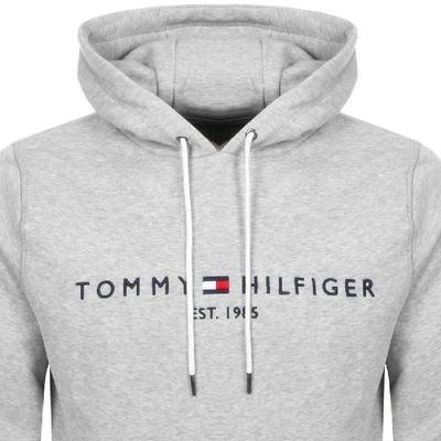 Tommy Hilfiger Embroidered Flag Logo Hoodie In Gray Marl-grey | ModeSens