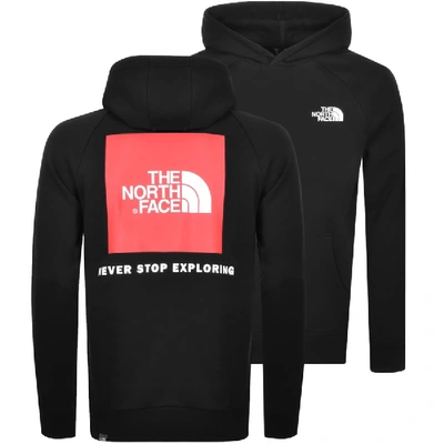The North Face Raglan Hoodie Back Red Box Logo In Black | ModeSens
