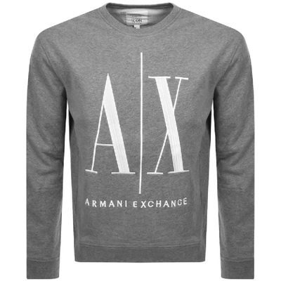 Shop Armani Exchange Crew Neck Logo Sweatshirt Grey