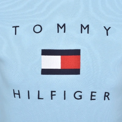 Shop Tommy Hilfiger Flag Logo Pullover Hoodie Blue