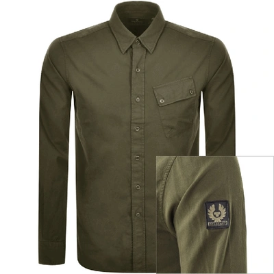 Shop Belstaff Long Sleeved Pitch Shirt Khaki