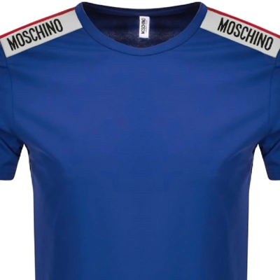 Shop Moschino Taped Logo Short Sleeved T Shirt Navy