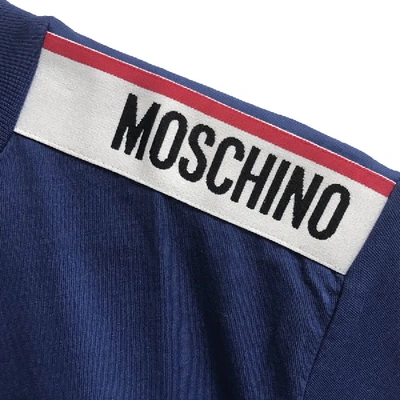 Shop Moschino Taped Logo Short Sleeved T Shirt Navy