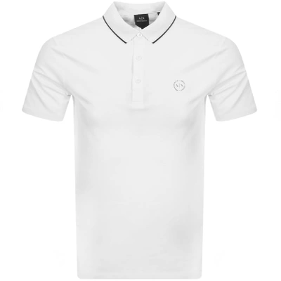 Shop Armani Exchange Tipped Polo T Shirt White