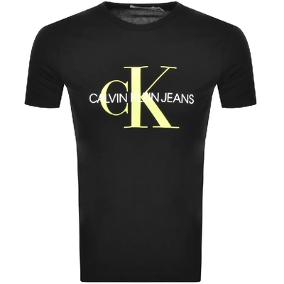 Shop Calvin Klein Jeans Monogram Logo T Shirt Black