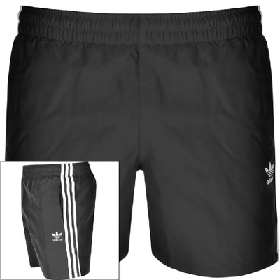 Shop Adidas Originals 3 Stripes Swim Shorts Black