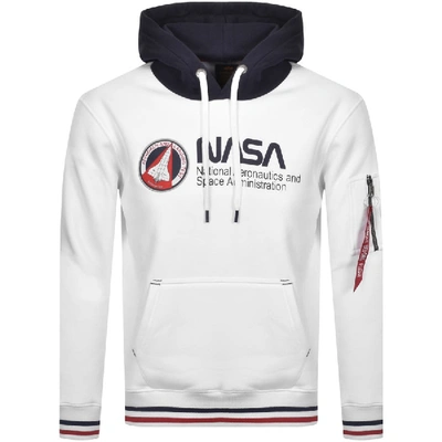 Shop Alpha Industries Nasa Retro Hoodie White