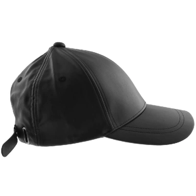 Shop Armani Exchange Leather Baseball Cap Black