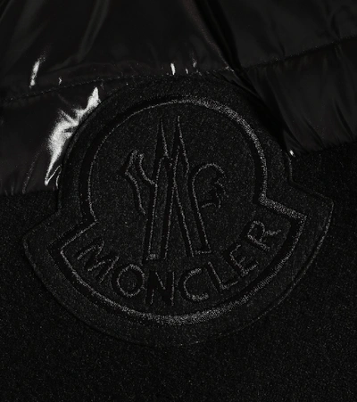 Shop Moncler Down And Wool Poncho In Black