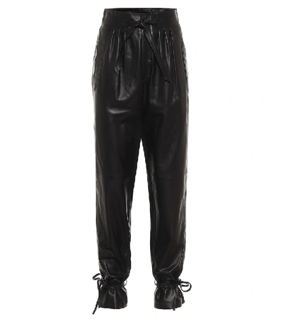 Shop Isabel Marant Duardo Leather Carrot Pants In Black