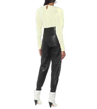 Shop Isabel Marant Duardo Leather Carrot Pants In Black