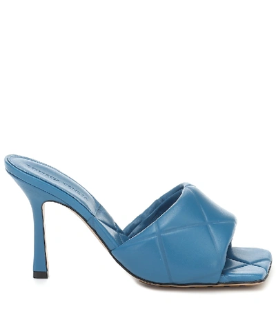 Shop Bottega Veneta Rubber Lido Leather Sandals In Blue
