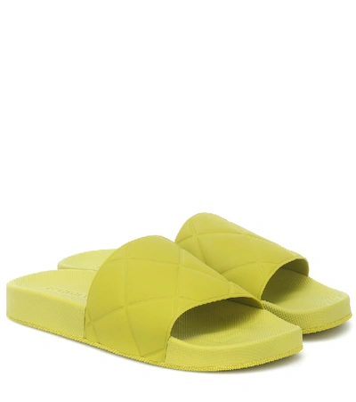 Shop Bottega Veneta Slider Rubber Slides In Green