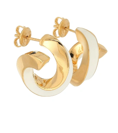 Shop Bottega Veneta 18kt Gold-plated Sterling Silver Hoop Earrings