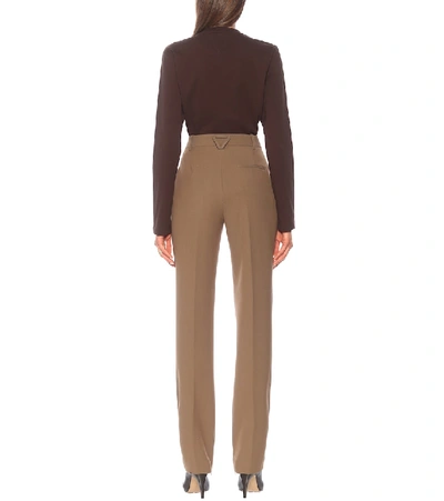 Shop Bottega Veneta High-rise Wool-blend Slim Pants In Brown