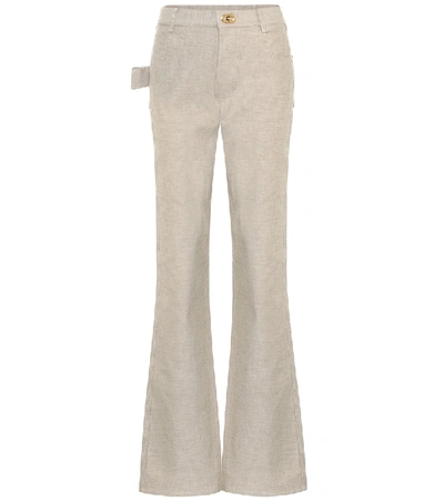 Shop Bottega Veneta High-rise Bootcut Jeans In Beige