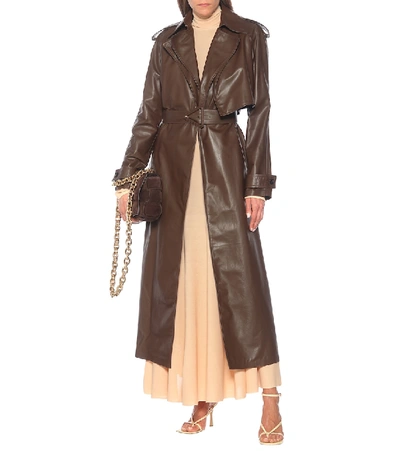 Shop Bottega Veneta Leather Trench Coat In Brown