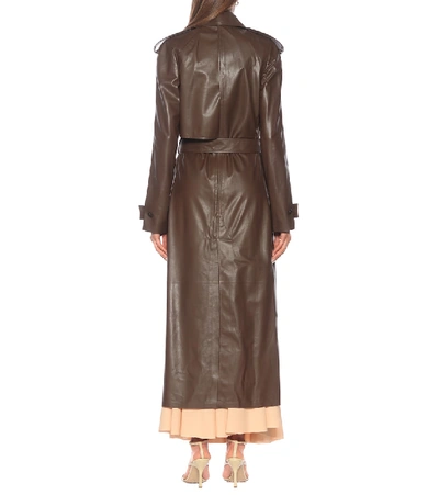 Shop Bottega Veneta Leather Trench Coat In Brown