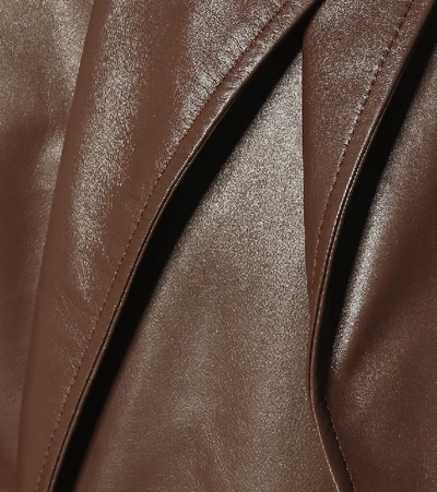 Shop Bottega Veneta Leather Trench Coat In Brown