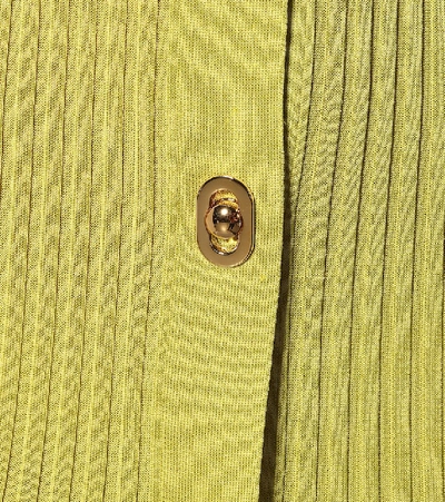Shop Bottega Veneta Cotton And Silk Longline Cardigan In Green
