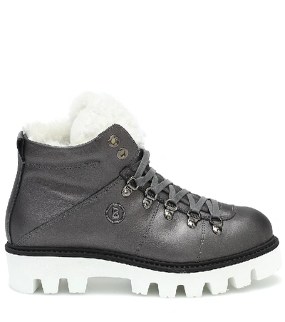 Shop Bogner Copenhagen Leather Snow Boots In Grey