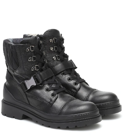 Shop Bogner St Moritz Leather Ankle Boots In Black