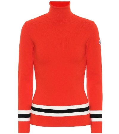 Shop Fusalp Judith Striped Turtleneck Sweater In Red