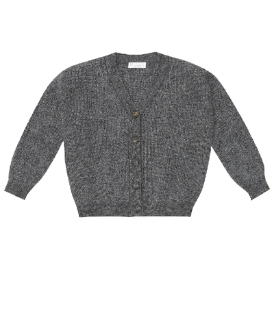 Shop Brunello Cucinelli Metallic Mohair-blend Cardigan In Grey