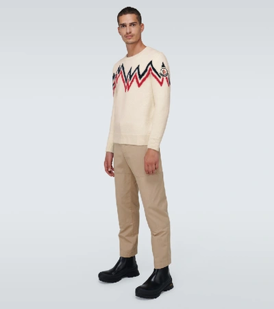 Shop Moncler Norwegian Knitted Sweater In White